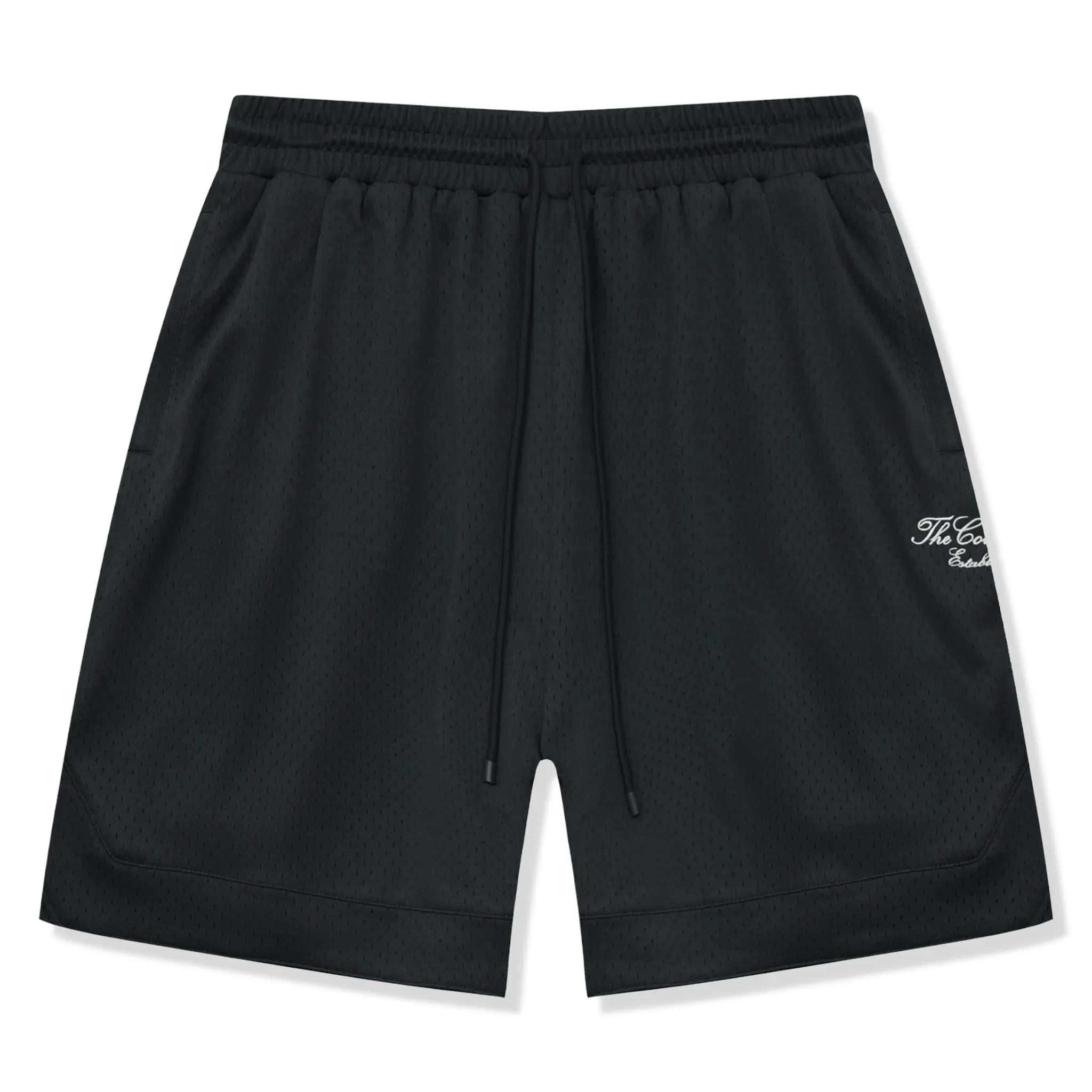 Front View of The Couture Club Airtex Black Shorts